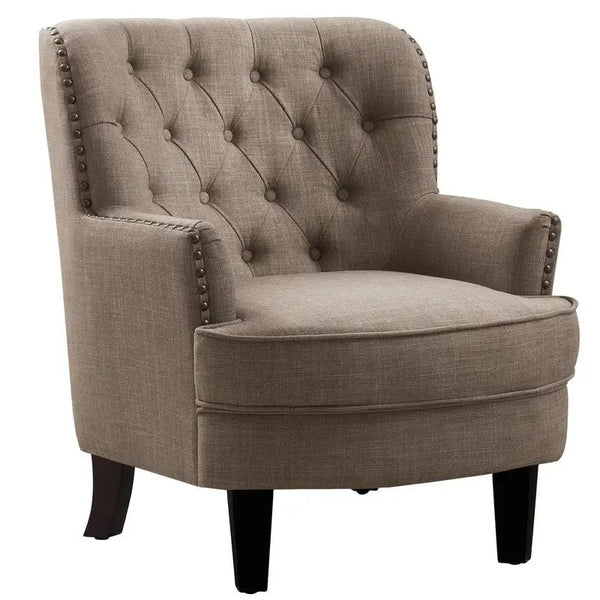 Fotel ozdobny Moser Bay Mignon, tapicerowany aksamitem / lnem, szerokość 76 cm (30 cali), pikowany (tufted), z oparciem typu