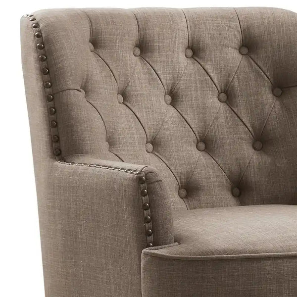 Fotel ozdobny Moser Bay Mignon, tapicerowany aksamitem / lnem, szerokość 76 cm (30 cali), pikowany (tufted), z oparciem typu