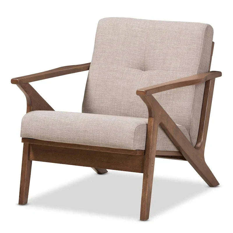 Fotel wypoczynkowy w stylu mid-century – brązowa ekoskóra