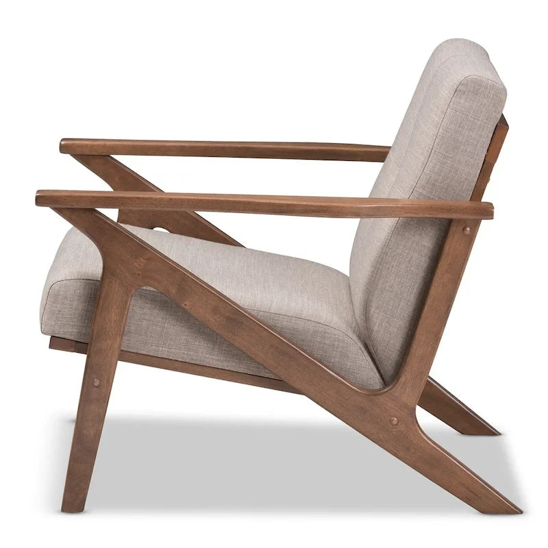 Fotel wypoczynkowy w stylu mid-century – brązowa ekoskóra